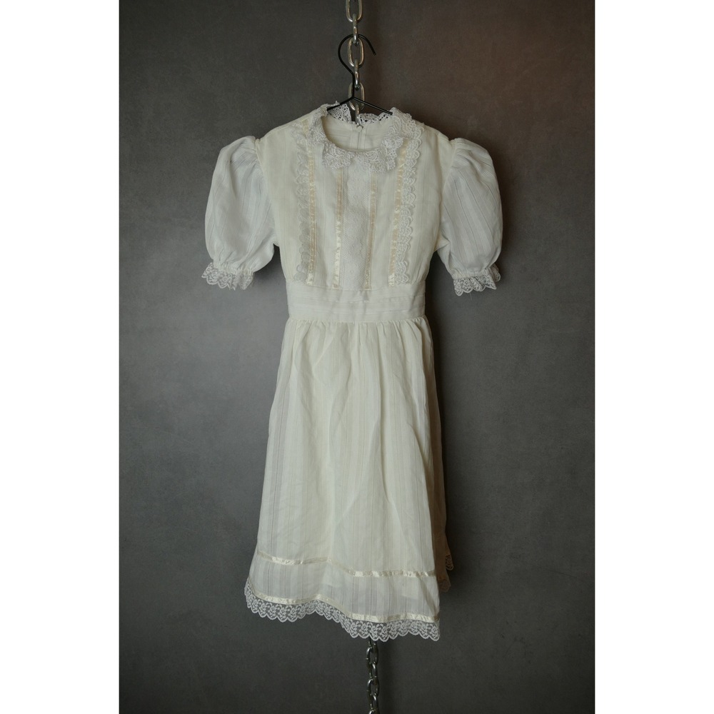 Vintage Gunne Sax by Jessica McClintock White‎ Lace Dress Size 8 Kids